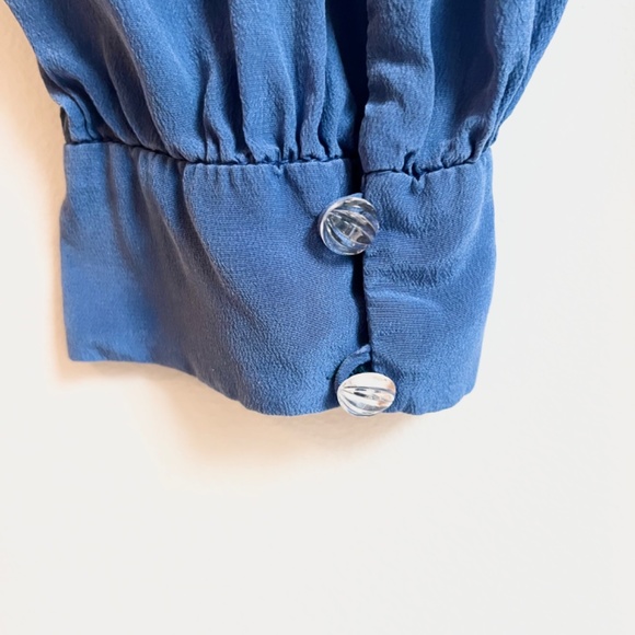 Vintage blue silk shirt size M/L - Picture 2 of 3